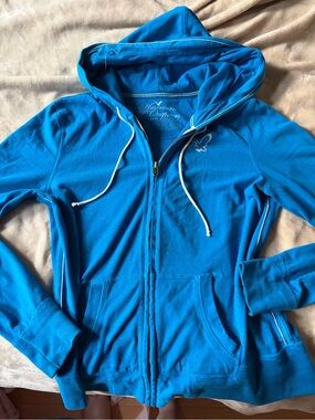 Vintage American Eagle Outfitters Blue Zip-Up Hoodie
